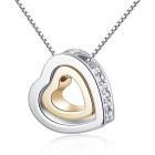 Load image into Gallery viewer, Double Heart Crystal Rhinestone Silver Necklace, free shipping - NJExpat