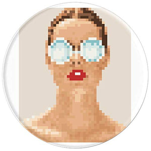 Amazon.com: Lady with Glasses Design, pixelated - PopSockets Grip and Stand for Phones and Tablets: Cell Phones & Accessories - NJExpat