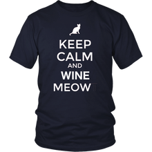 Load image into Gallery viewer, Keep Calm and Wine Meow T-shirt, gift for Wine &amp; Cat Lovers - NJExpat