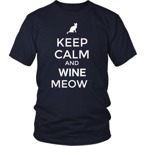 Keep Calm and Wine Meow T-shirt, gift for Wine & Cat Lovers - NJExpat