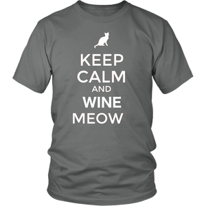 Keep Calm and Wine Meow T-shirt, gift for Wine & Cat Lovers - NJExpat