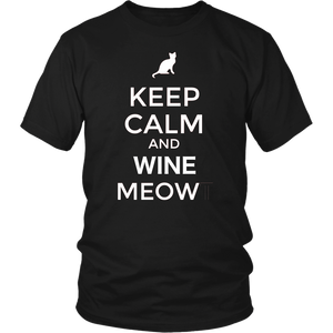 Keep Calm and Wine Meow T-shirt, gift for Wine & Cat Lovers - NJExpat