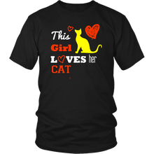 Load image into Gallery viewer, This Girl Loves her Cat T-shirt, hearts gift Tee-shirt - NJExpat