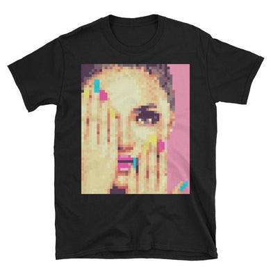 Coy peekaboo lady pixelart Short-Sleeve Unisex T-Shirt - NJExpat