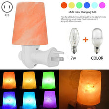 Load image into Gallery viewer, Hand Carved Himalayan Crystal Salt Light with LED Color Changing Bulb Wall Plug for Air Purifying - NJExpat