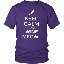 Load image into Gallery viewer, Keep Calm and Wine Meow T-shirt, gift for Wine &amp; Cat Lovers - NJExpat