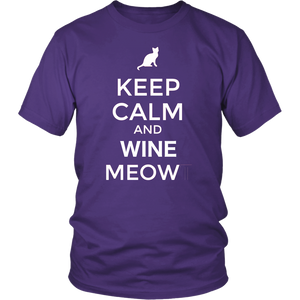 Keep Calm and Wine Meow T-shirt, gift for Wine & Cat Lovers - NJExpat